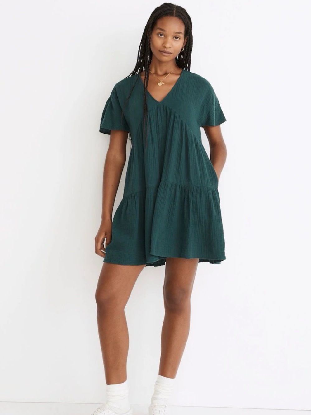 Madewell Lightspun Popover Tiered Mini Dress